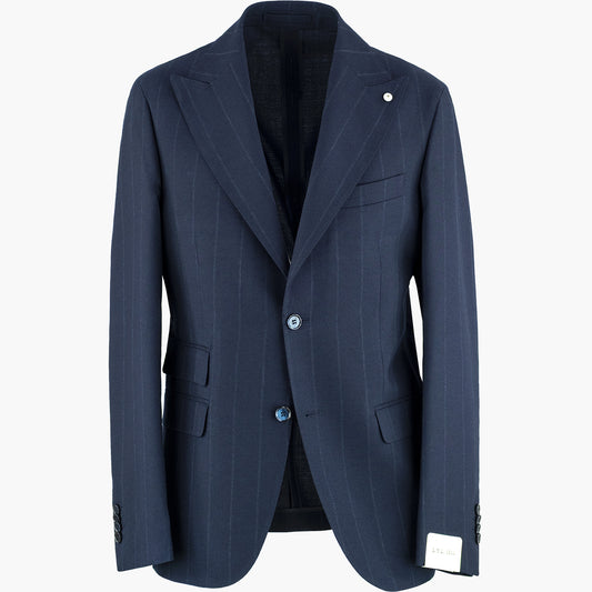 Abito LBM 1911 Paul Fly Art. 5356 Mod. 3687 Fly in Lana Vergine Gessato Blu Navy