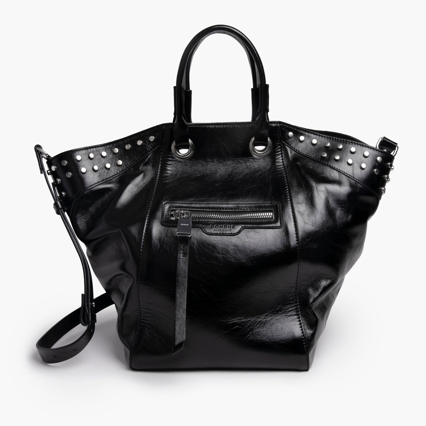 Borsa DONDUP Tote Bag WB288 PL0554D in Pelle Col. 999 Nera con Borchie