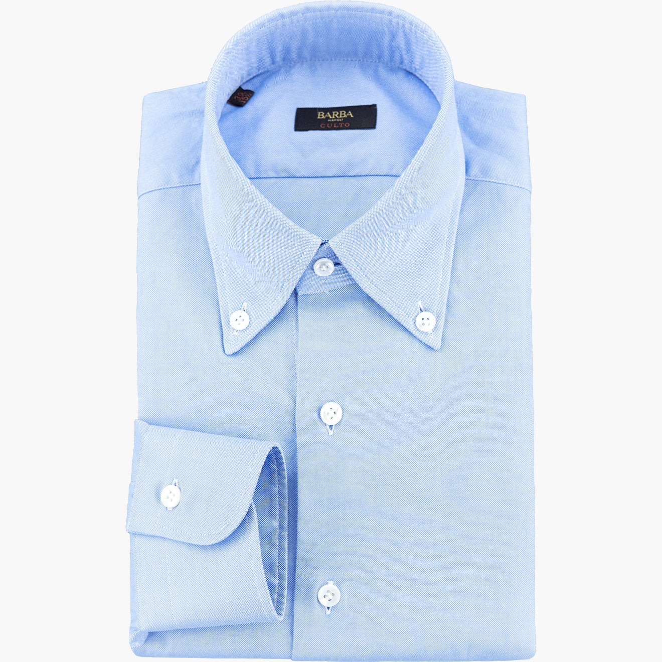Camicia BARBA Napoli Culto in Cotone Oxford Button Down Celeste k25