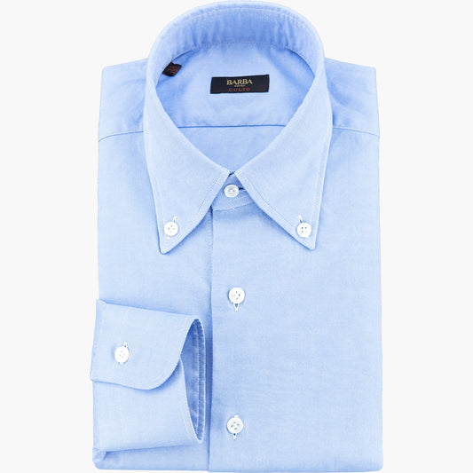 Camicia BARBA Napoli Culto in Cotone Oxford Button Down Celeste k25