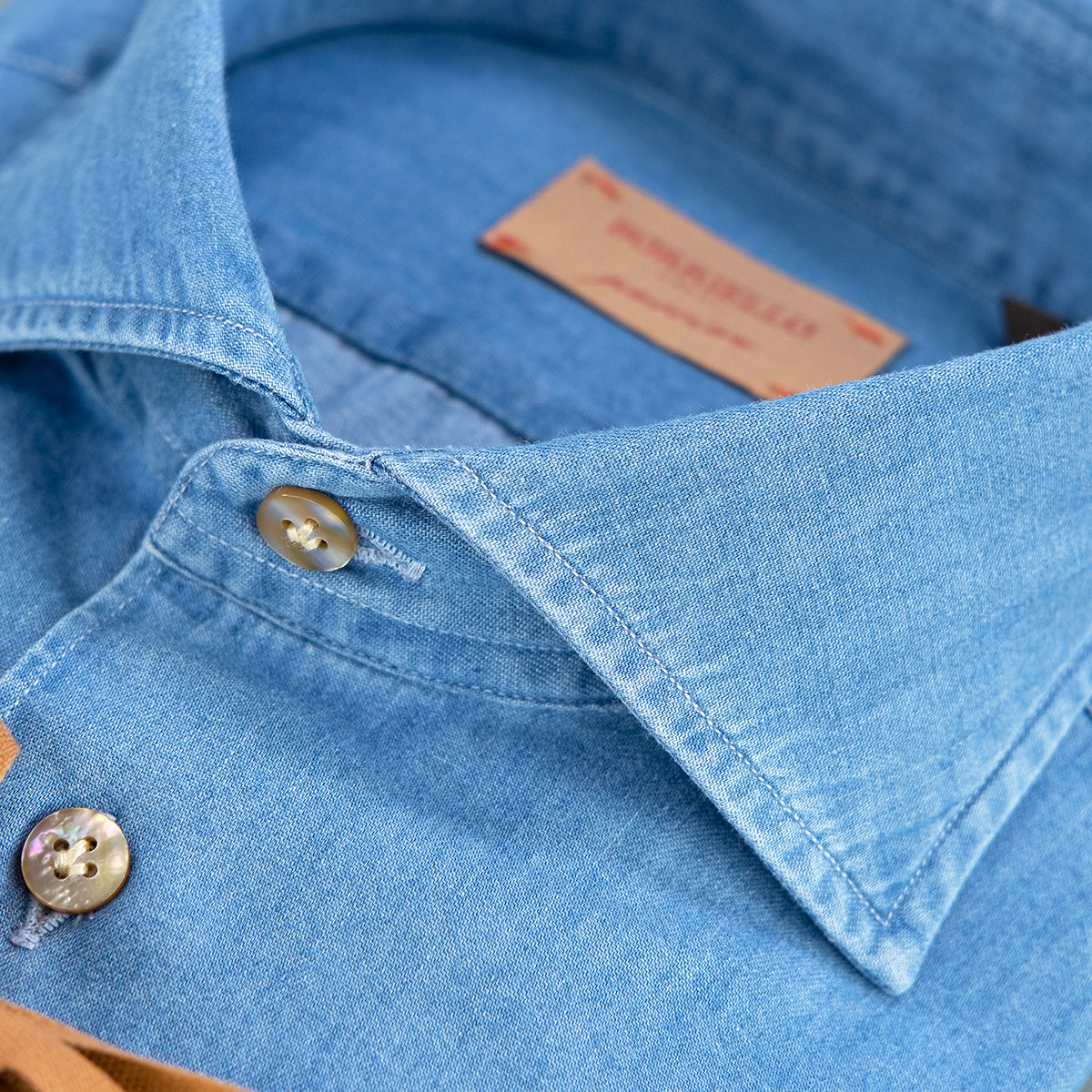 Camicia BORRIELLO Art. 9095/2 in Cotone Denim. Modello Collo Marechiaro Idro