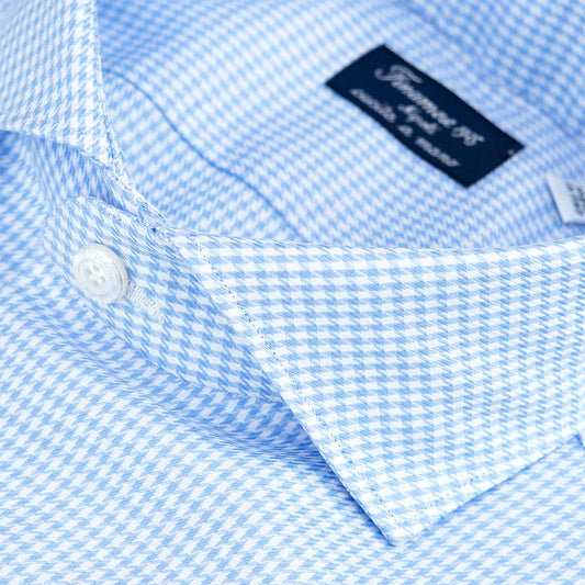 Camicia FINAMORE Milano Micro Pied De Poule Celeste