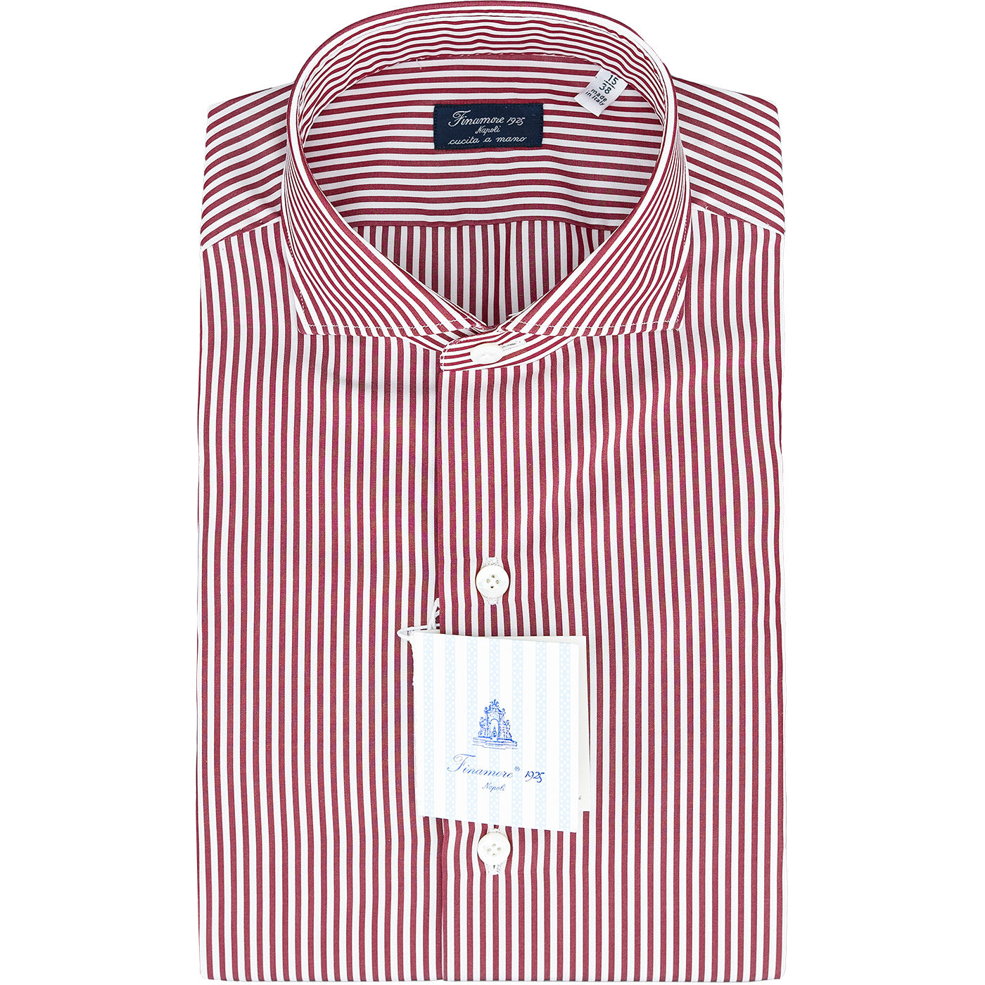 Camicia FINAMORE Milano Riga Bianco Rosso Borgogna