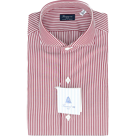 Camicia FINAMORE Milano Riga Bianco Rosso Borgogna