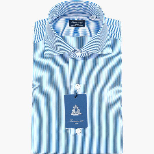 Camicia FINAMORE Milano Riga Blu Royal su Fondo Bianco 25