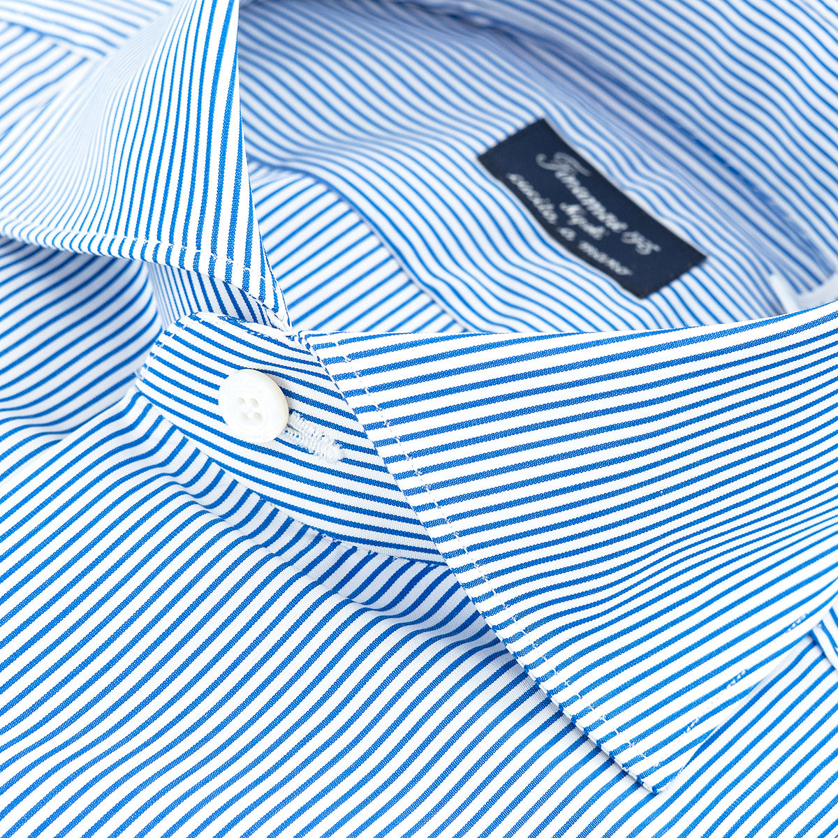 Camicia FINAMORE Milano Riga Blu Royal su Fondo Bianco 25