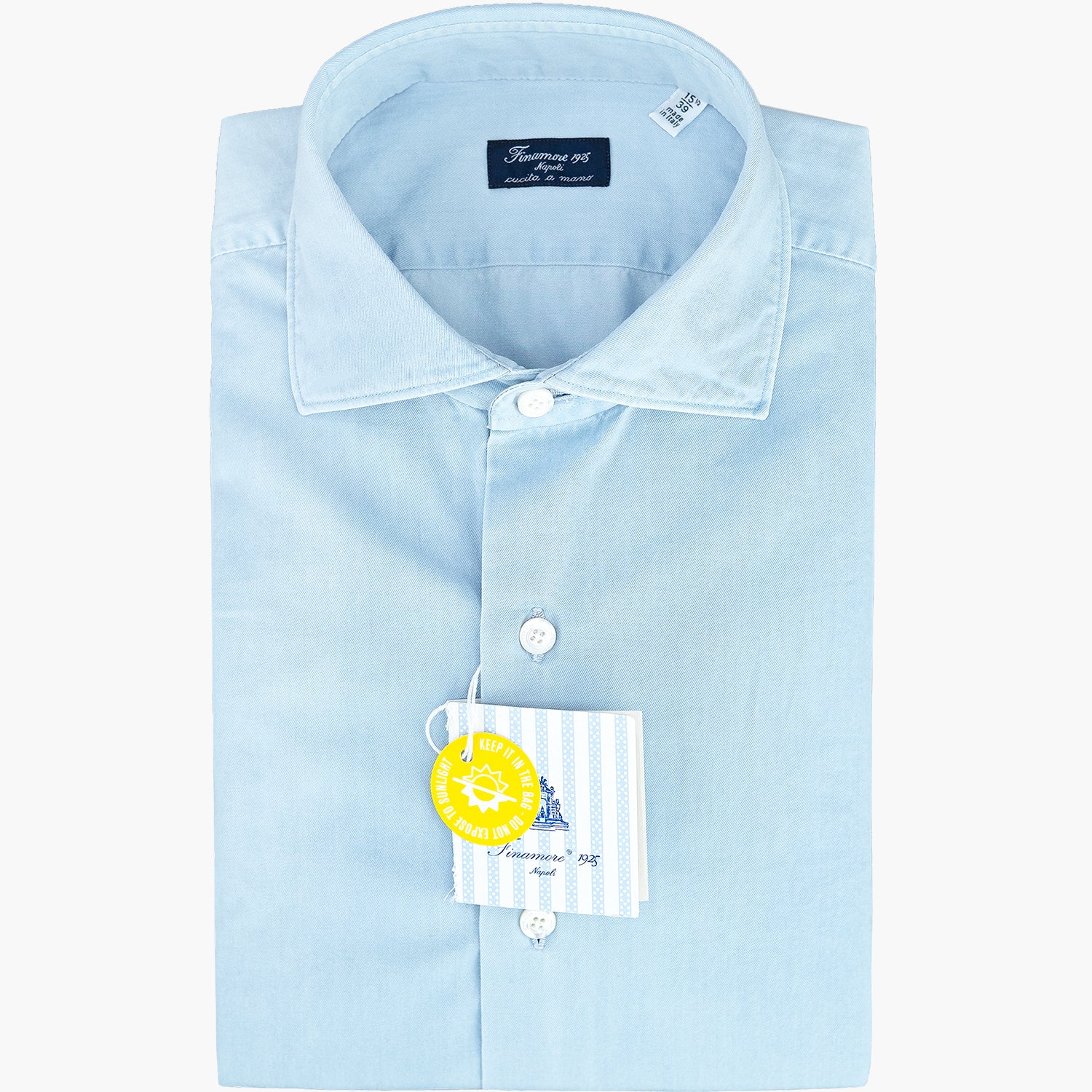 Camicia FINAMORE Milano in Cotone Denim Chiaro