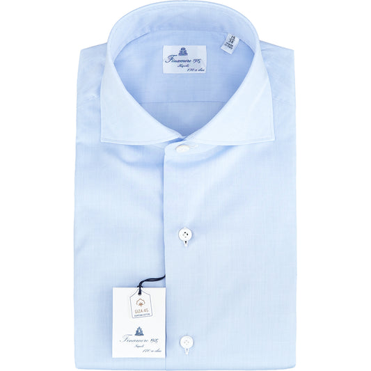 Camicia FINAMORE Milano in Esclusivo Cotone Giza 45 170 a Due Celeste