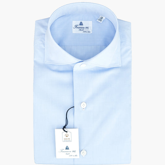 Camicia FINAMORE Milano in Esclusivo Cotone Giza 45 170 a Due Celeste