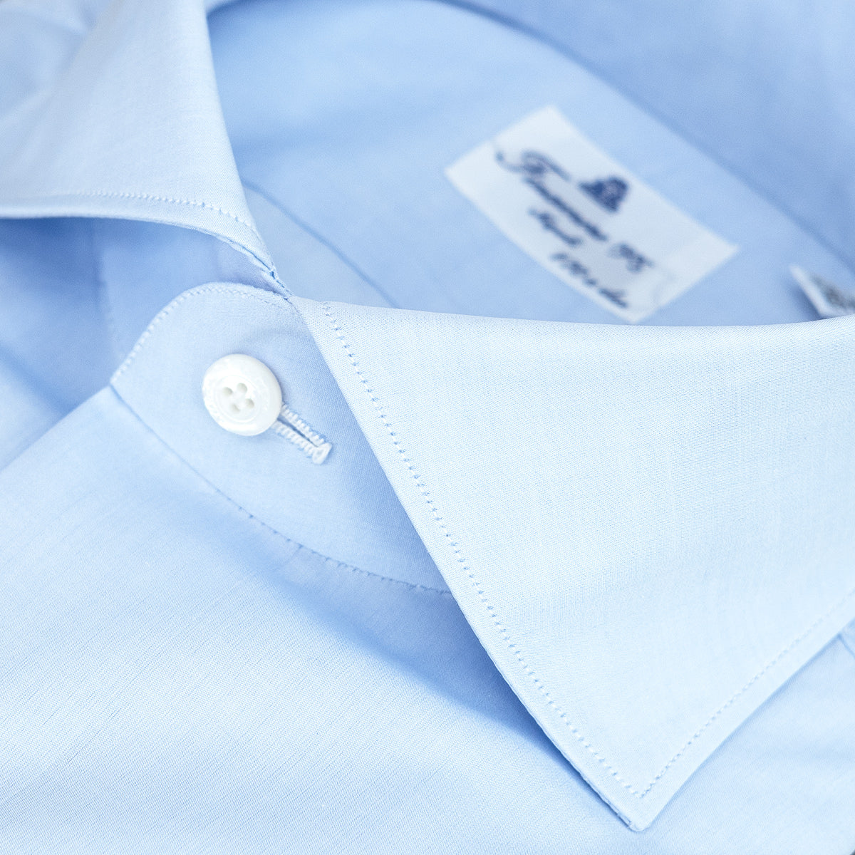 Camicia FINAMORE Milano in Esclusivo Cotone Giza 45 170 a Due Celeste