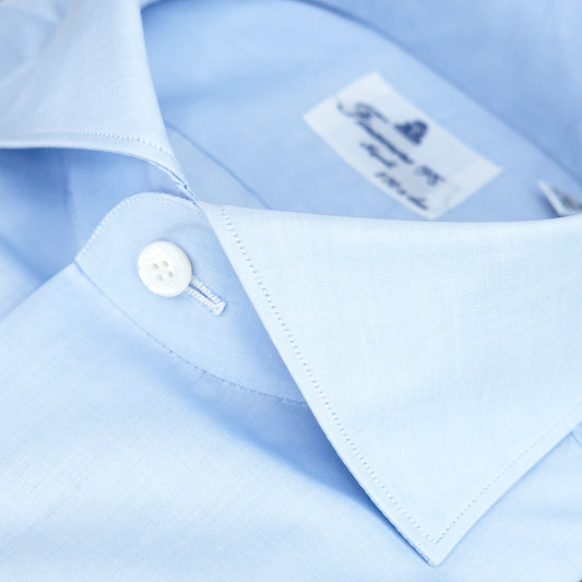 Camicia FINAMORE Milano in Esclusivo Cotone Giza 45 170 a Due Celeste