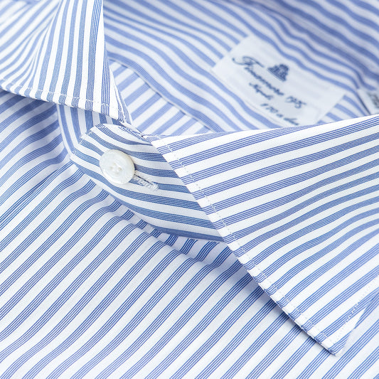 Camicia FINAMORE Milano in Esclusivo Cotone Giza 45 170 a Due Art. 840980 A40142 Righe Bianco Azzurro 2