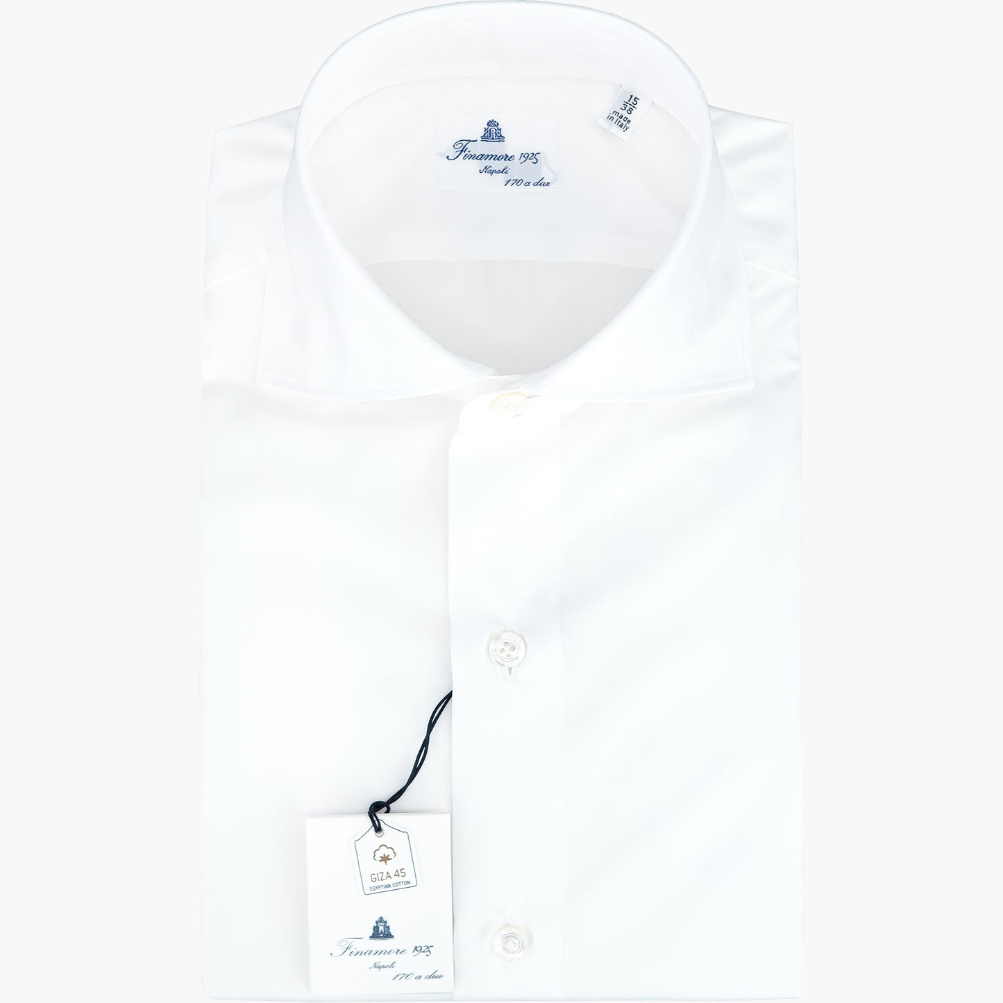 Camicia FINAMORE Milano in Esclusivo Cotone Giza 45 170 a Due Bianca