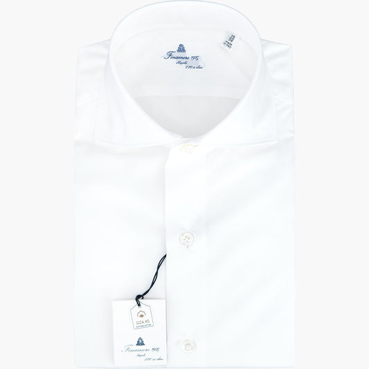 Camicia FINAMORE Milano in Esclusivo Cotone Giza 45 170 a Due Bianca