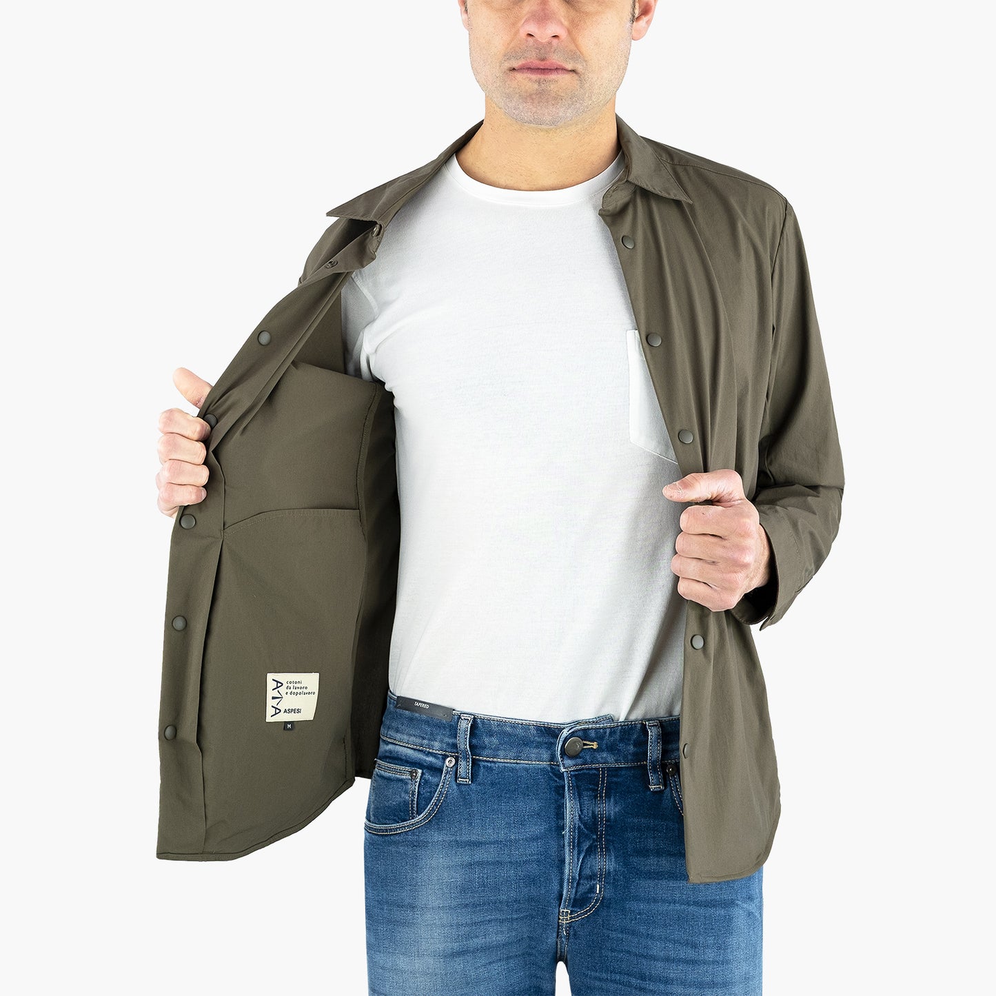 Camicia ASPESI Arch CE17 P076 in Cotone Tecnico Col. 01237 Verde Militare