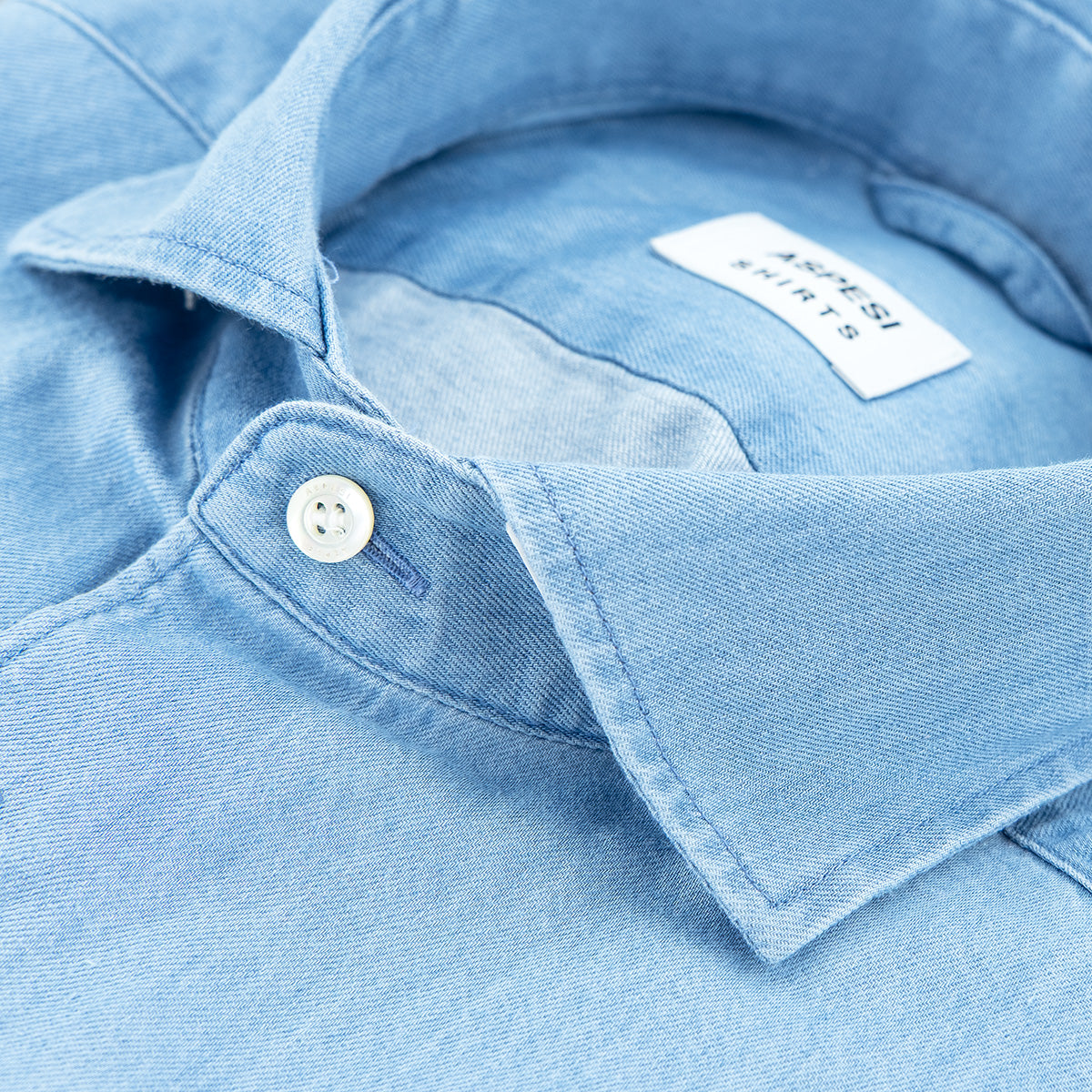 Camicia ASPESI Vic in Chambray Micro Twill Denim Chiaro 2