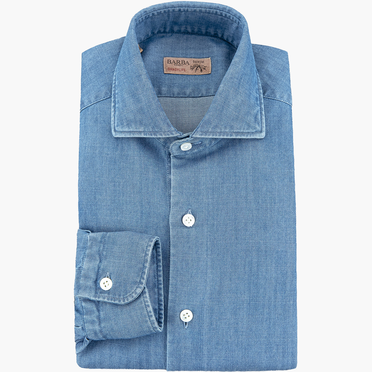 Camicia BARBA Napoli Dandylife in Cotone Denim Chambray B2