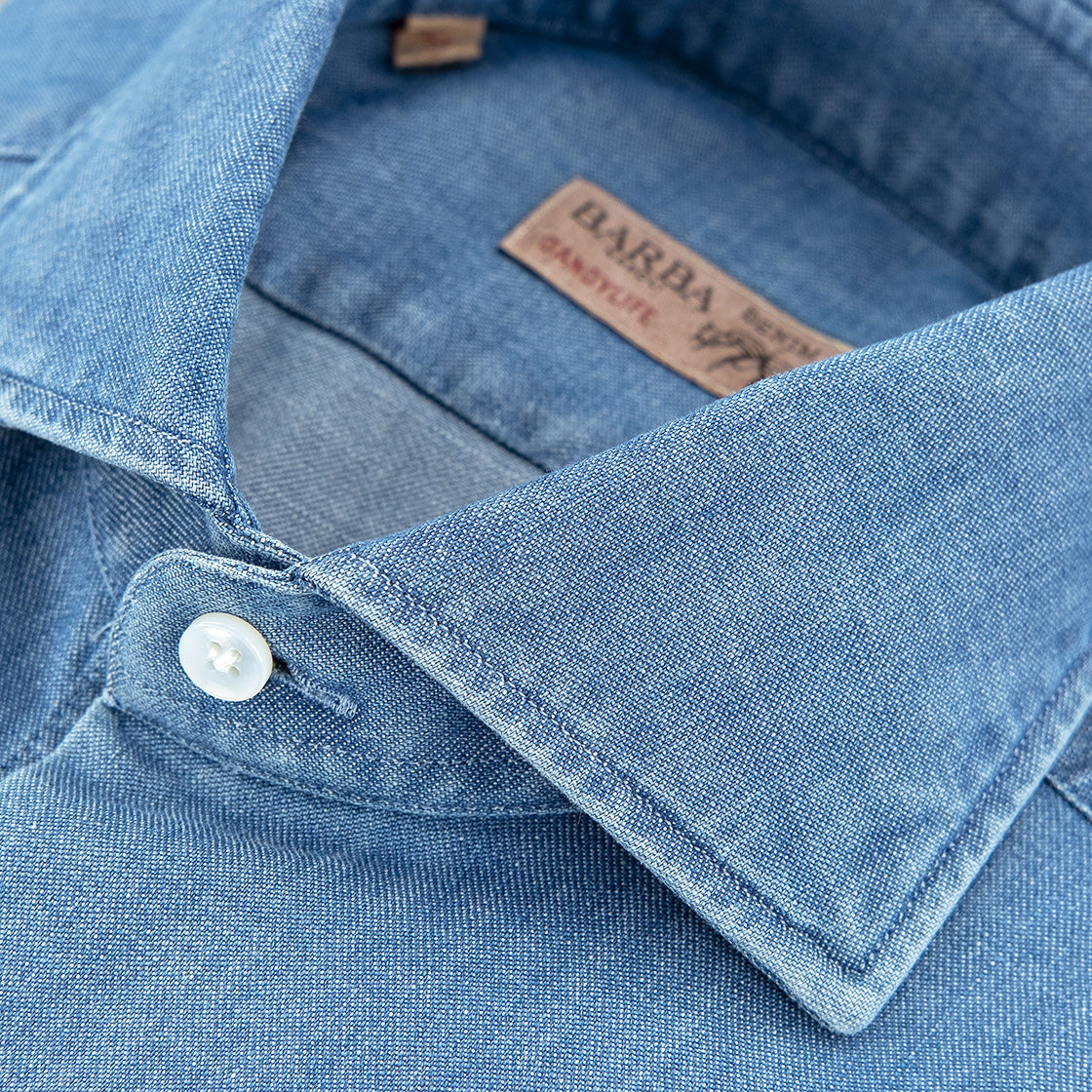 Camicia BARBA Napoli Dandylife in Cotone Denim Chambray B3