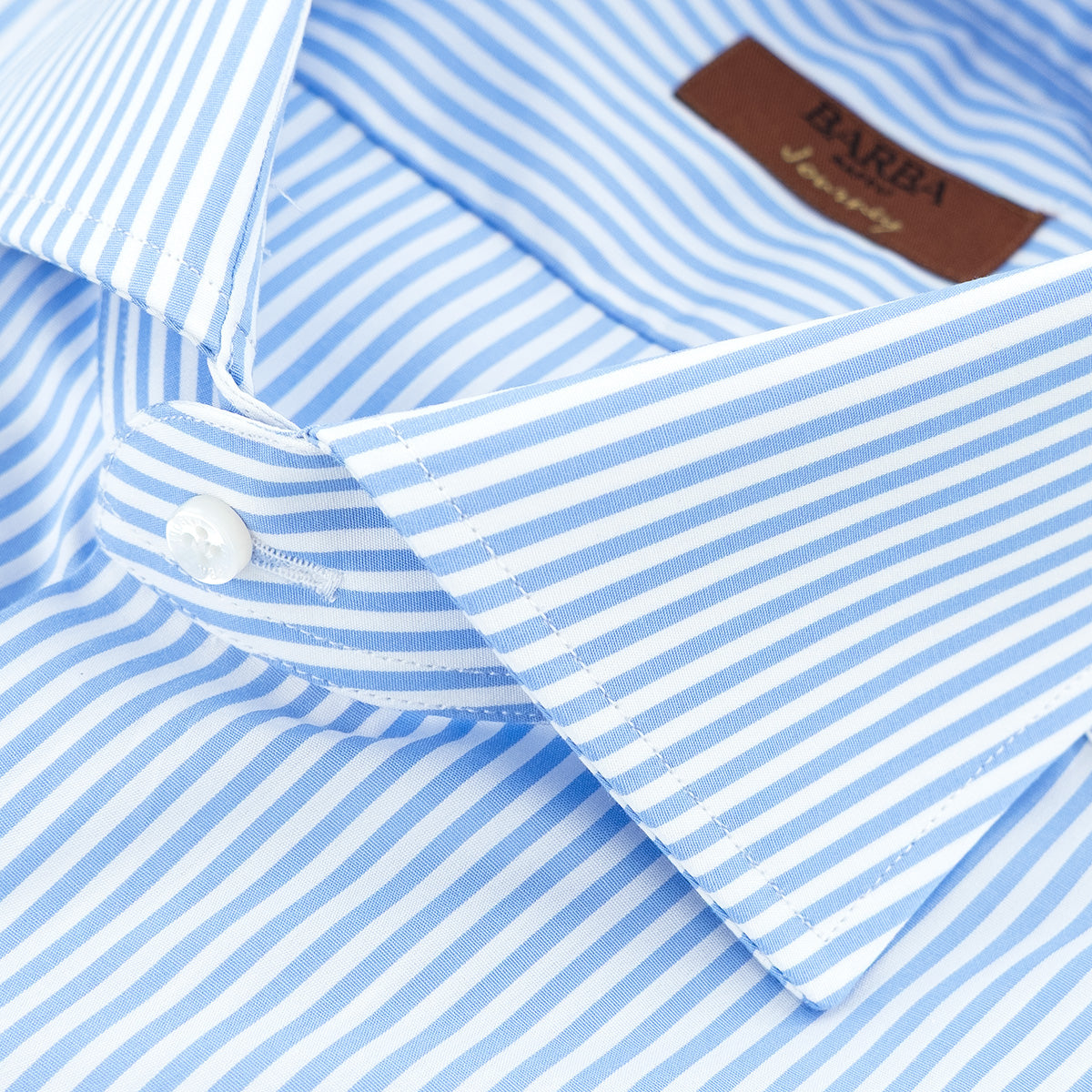 Camicia BARBA Napoli Journey in Cotone Righe Bianco Celeste