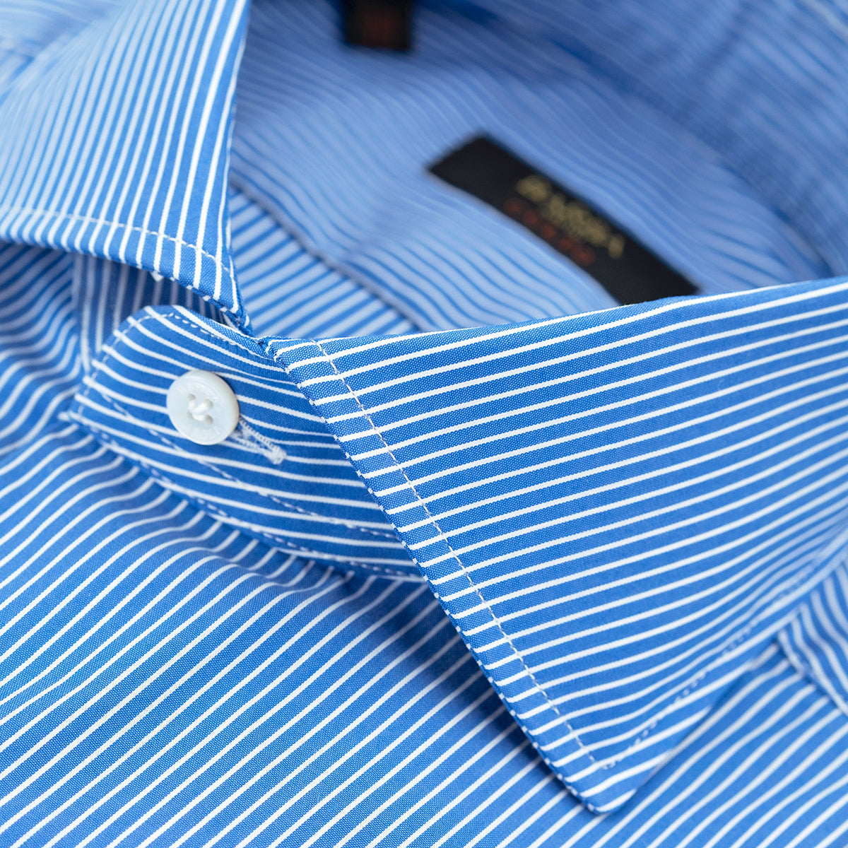Camicia BARBA Napoli Culto Art. P0150030 Riga Bianca Sottile su Fondo Azzurro