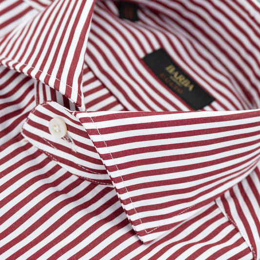 Camicia BARBA Napoli Culto Art. P0150101 Righe Bianco Rosso Borgogna 2