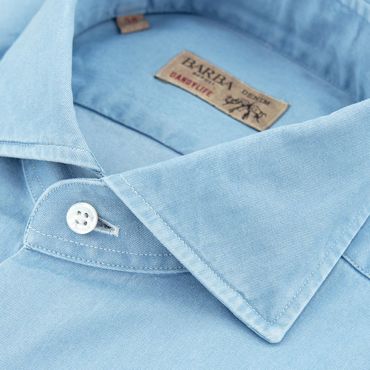 Camicia BARBA Napoli Dandylife in Cotone Denim Chiaro 2