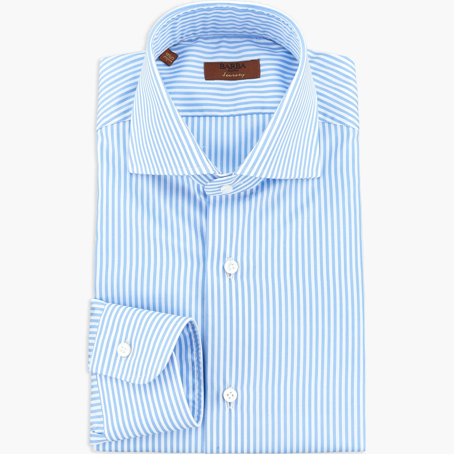 Camicia BARBA Napoli Journey in Cotone Righe Bianco Celeste
