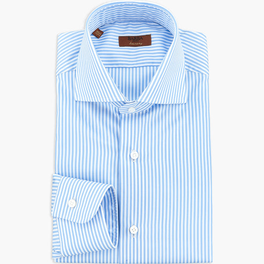 Camicia BARBA Napoli Journey in Cotone Righe Bianco Celeste