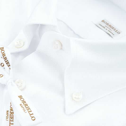 Camicia BORRIELLO Art. 19003/1 Collo Vomero Button Down in Oxford Bianca 2