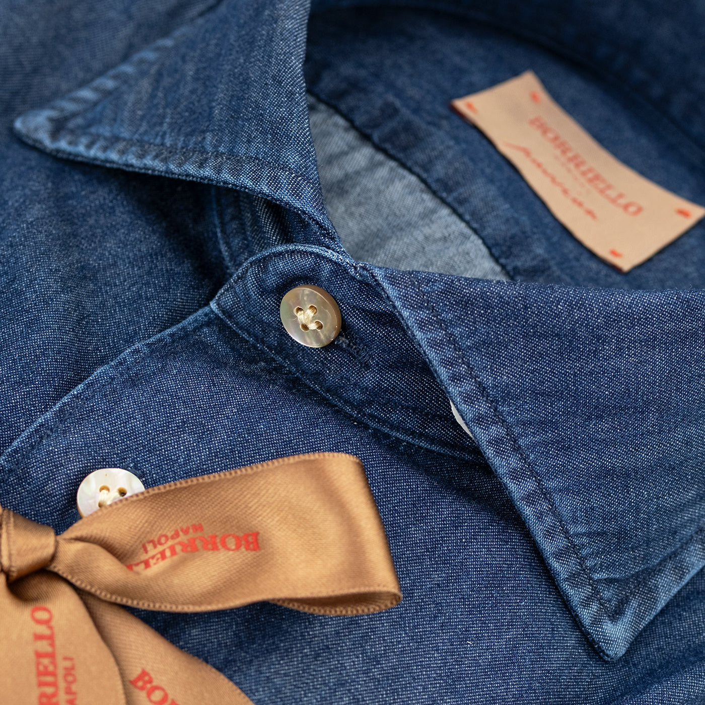 Camicia BORRIELLO Art. 9095/1 Collo Marechiaro Idro in Cotone Denim Scuro V23