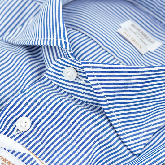 Camicia BORRIELLO Napoli Art. 21008/6 Collo Marechiaro in Cotone No Iron Bacchetta Bianco Blu