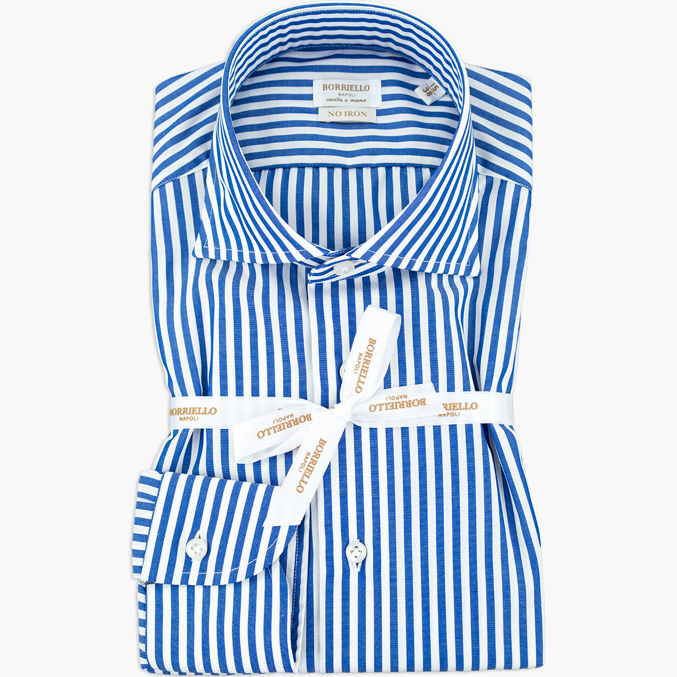 Camicia BORRIELLO Napoli Art. 21008/8 Collo Marechiaro in Cotone Righe Bianco Blu