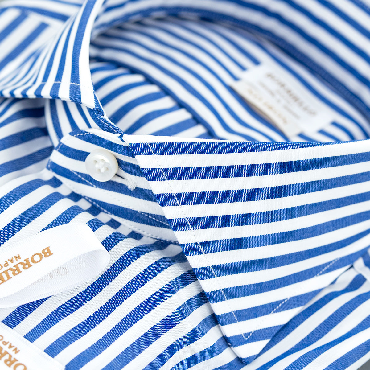 Camicia BORRIELLO Napoli Art. 21008/8 Collo Marechiaro in Cotone Righe Bianco Blu 2