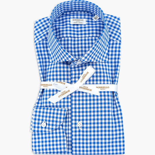 Camicia BORRIELLO Quadretto Bianco Azzurro 2
