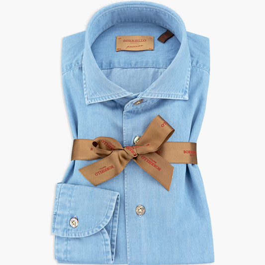 Camicia BORRIELLO in Cotone Denim Chiaro