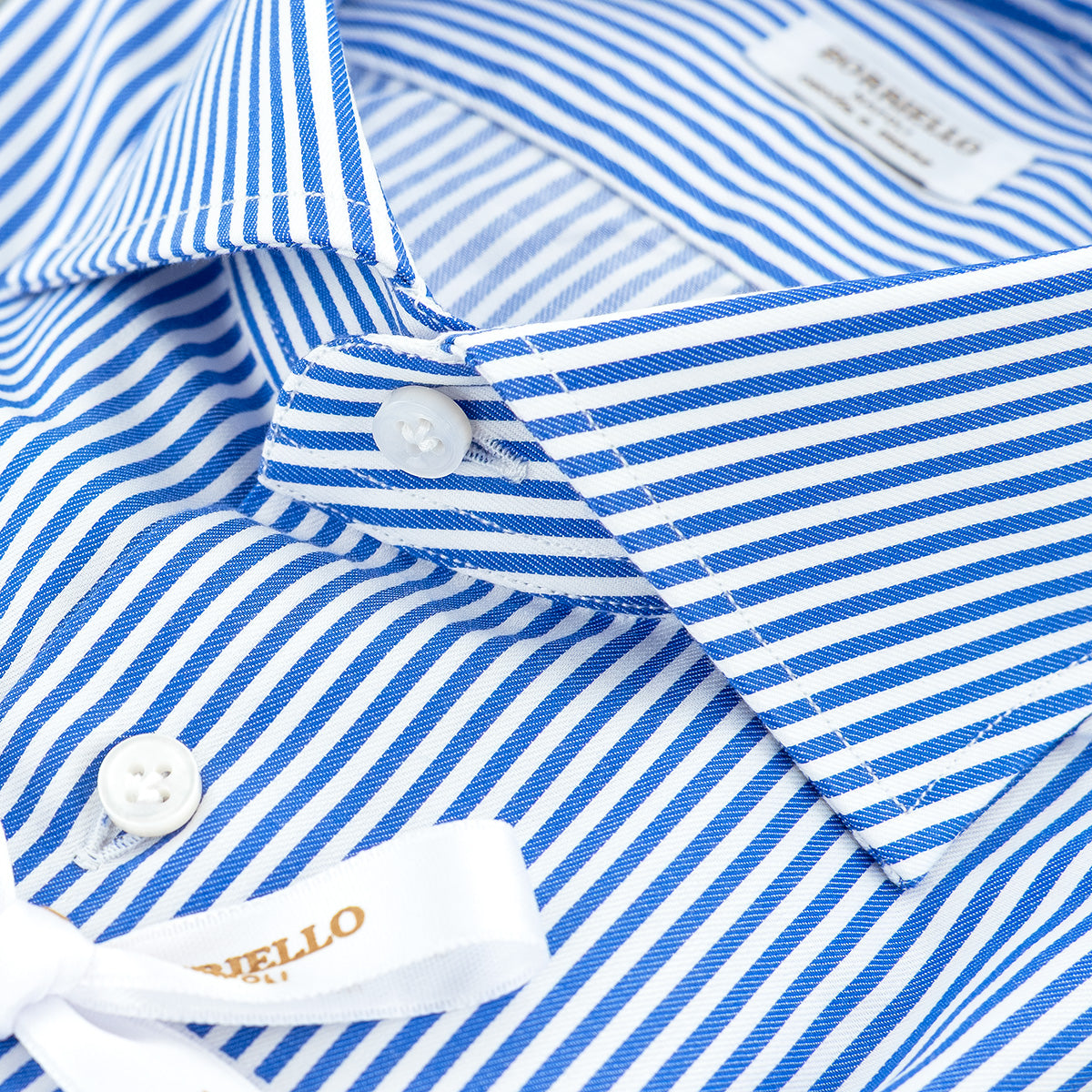 Camicia BORRIELLO in Cotone Righe Bianco Blu