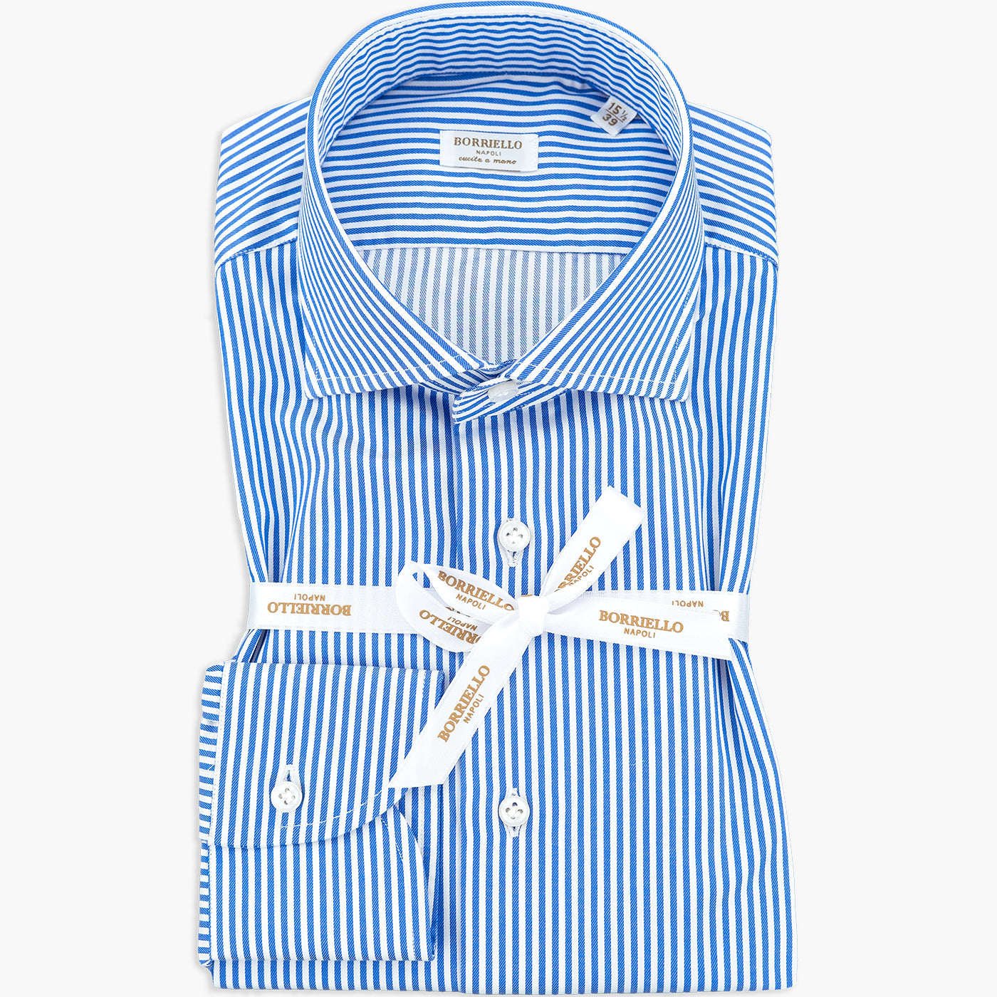 Camicia BORRIELLO in Cotone Righe Bianco Blu