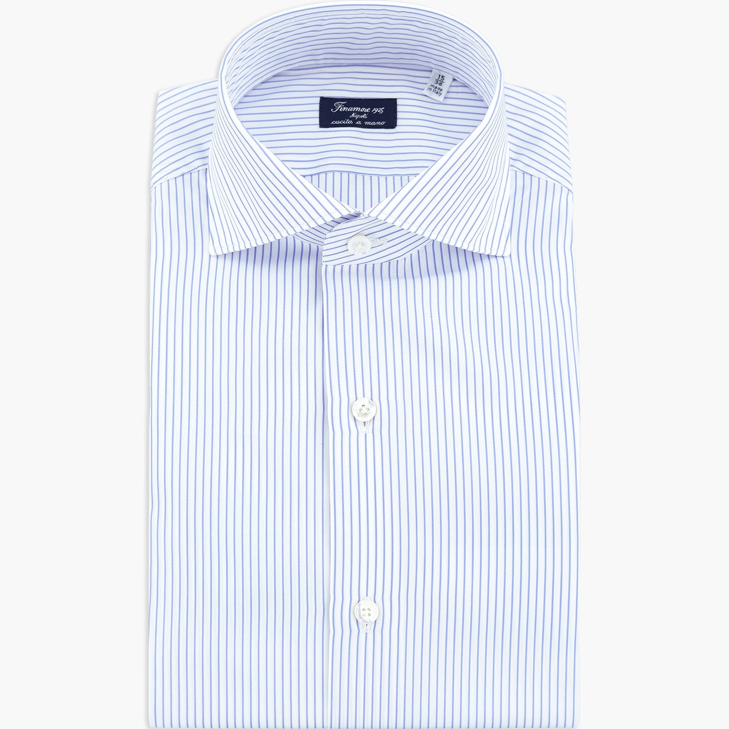 Camicia FINAMORE Napoli 1925 Modello Milano Collo Eduardo Art. 045780 C0671 Riga Viola su Fondo Bianco