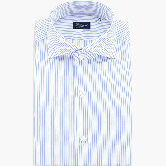 Camicia FINAMORE Napoli 1925 Modello Milano Collo Eduardo Art. 045780 C0671 Riga Viola su Fondo Bianco