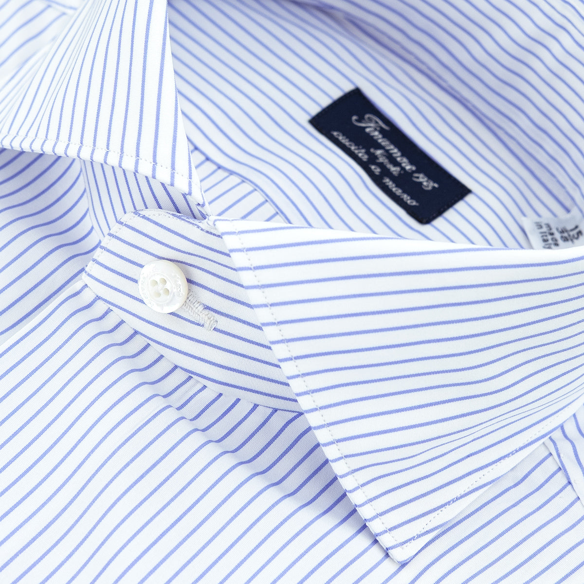 Camicia FINAMORE Napoli 1925 Modello Milano Collo Eduardo Art. 045780 C0671 Riga Viola su Fondo Bianco 2