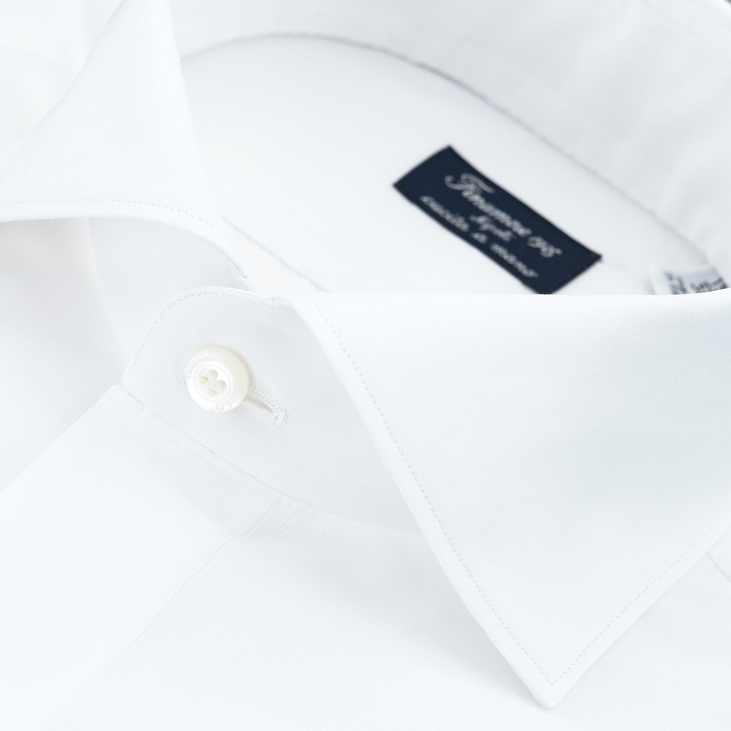 Camicia FINAMORE Napoli 1925 Modello Milano Collo Eduardo Art. 140001 C0147 in Cotone Alumo Bianca