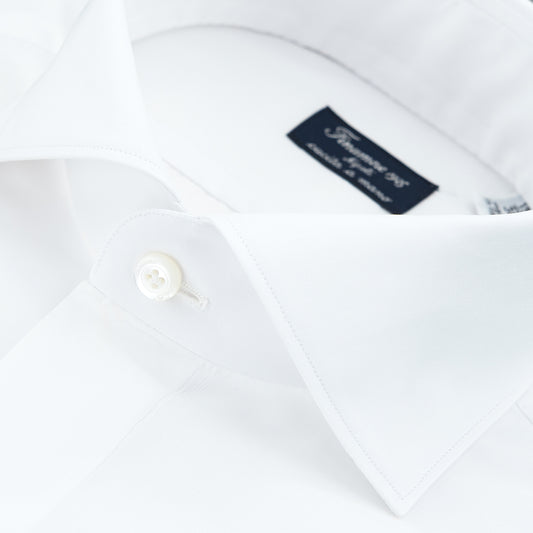 Camicia FINAMORE Napoli 1925 Modello Milano Collo Eduardo Art. 140001 C0147 in Cotone Alumo Bianca