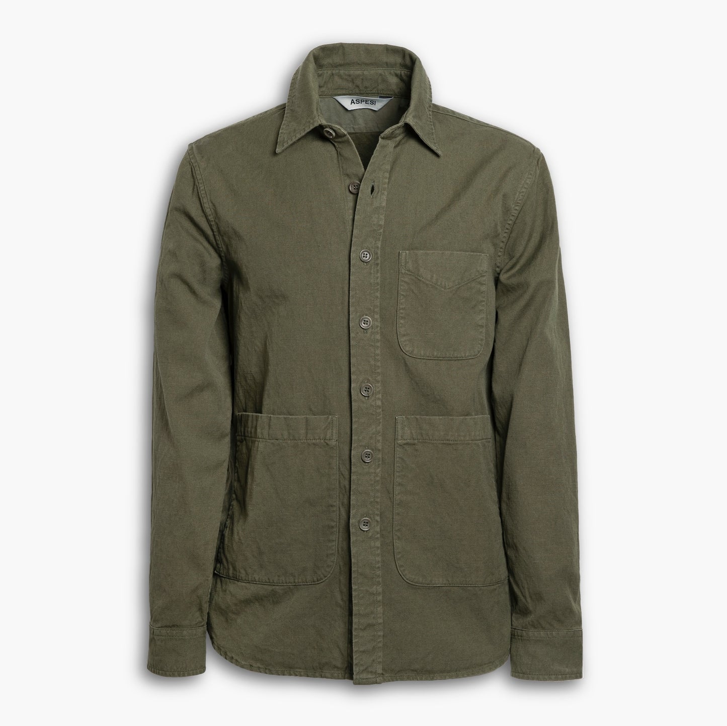Camicia Uomo ASPESI UT CE84 P068 in Cotone e Lino Col. 85260 Verde Militare