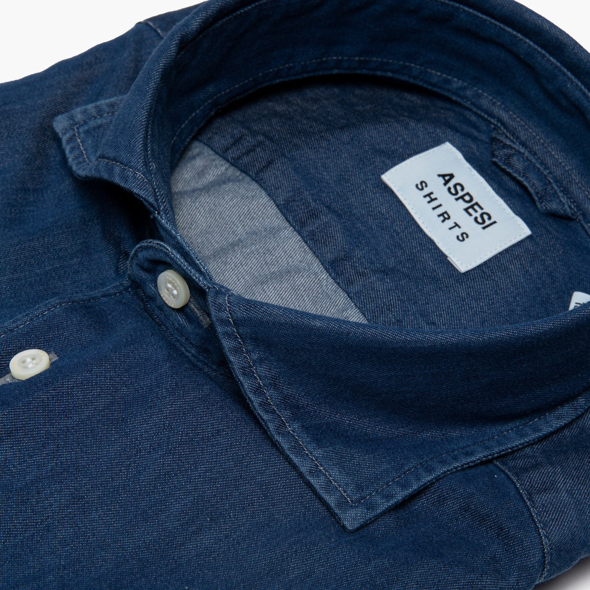 Camicia Uomo ASPESI Vic in Micro Twill di Chambray Denim Medio Scuro Art. CE33 D020
