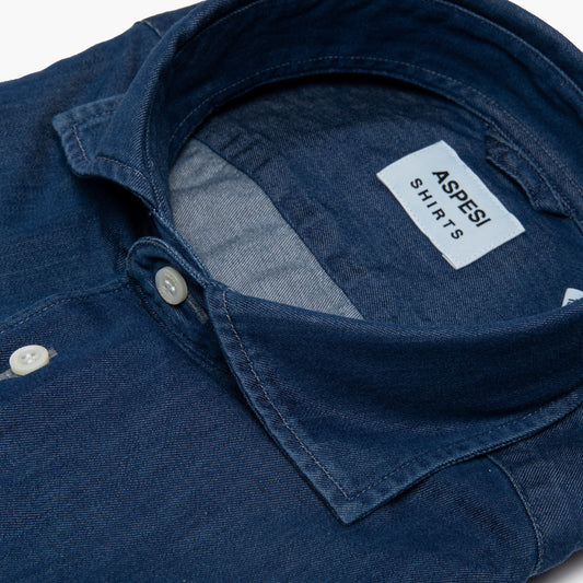 Camicia Uomo ASPESI Vic in Micro Twill di Chambray Denim Medio Scuro Art. CE33 D020