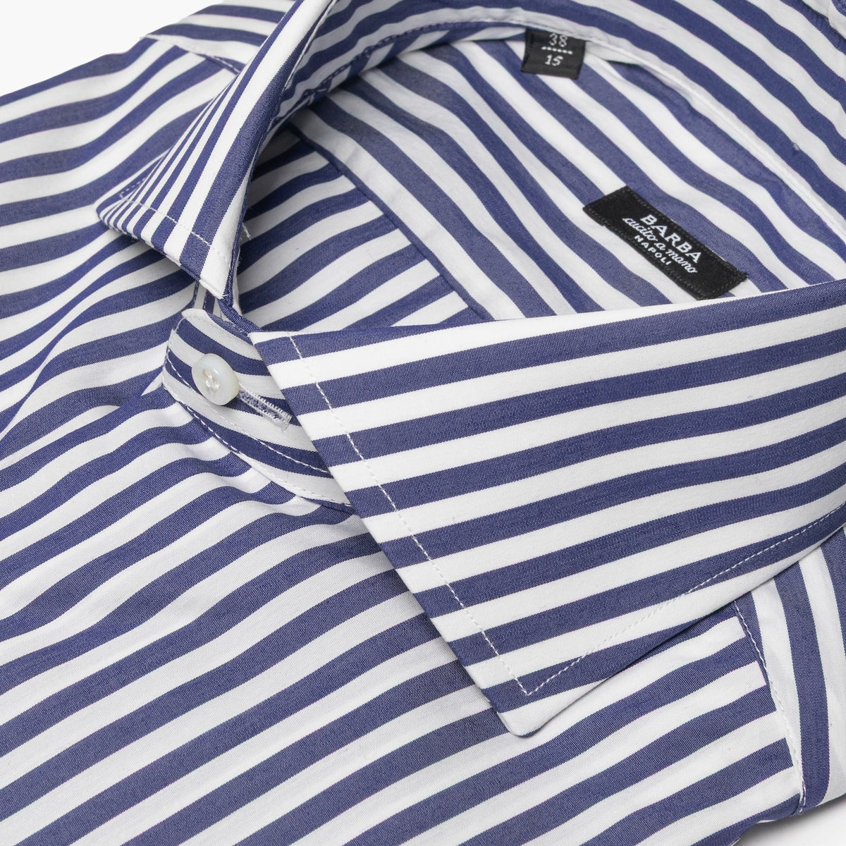 Camicia Uomo BARBA Napoli Classic Art. P0157114U in Cotone Stretch Righe Bianco-Blu