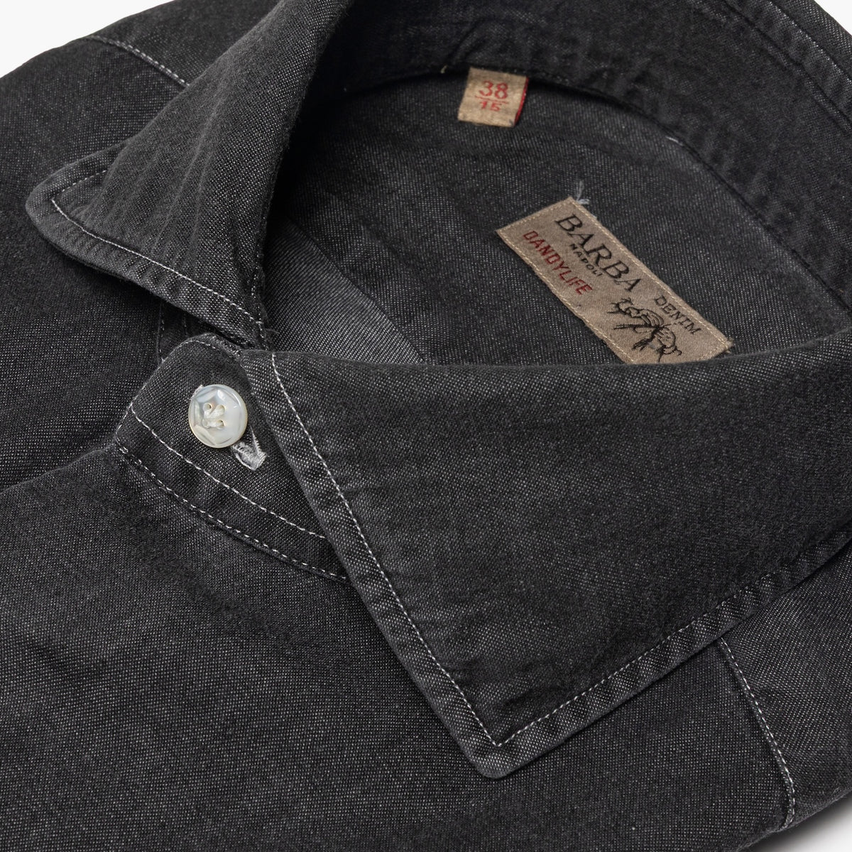 Camicia Uomo BARBA Napoli Dandy Life Art. P0157255U in Cotone Denim Grigio Lavato