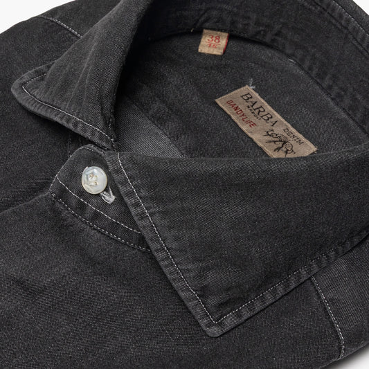 Camicia Uomo BARBA Napoli Dandy Life Art. P0157255U in Cotone Denim Grigio Lavato