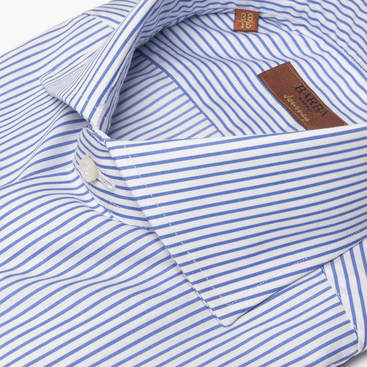 Camicia Uomo BARBA Napoli Journey Art. P0157211U in Puro Cotone Righe Bianco-Azzurro