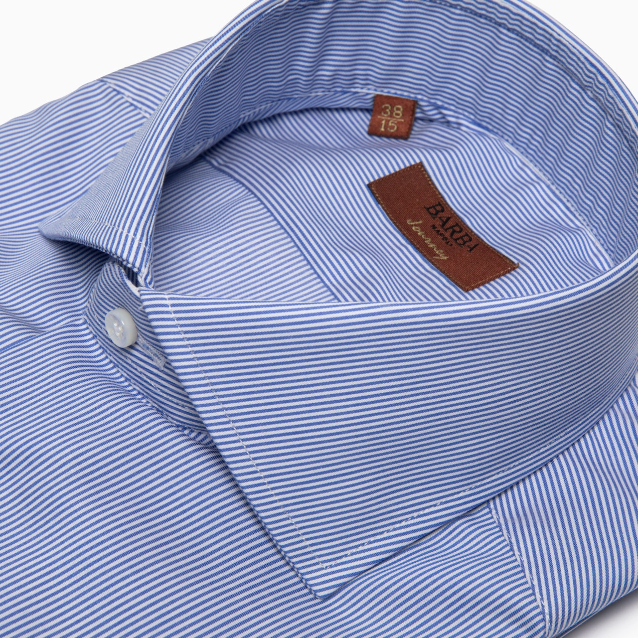 Camicia Uomo BARBA Napoli Journey in Cotone Micro Righe Bianco-Azzurro Art. P0150213U